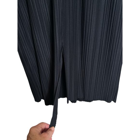 A New Day Women's Tank Style Flowy Pleated Midi Knit Plisse Dress Size L Black - Picture 7 of 9